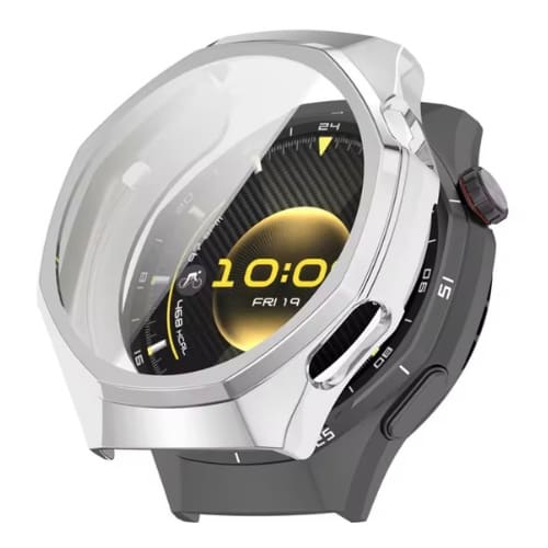 Silver protective watch case for Huawei GT6 Pro 46mm, made by That Watch Shop, shown around the watch on a plain background.