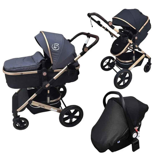 Preorder - Supra - 3 in 1 Stroller + Bassinet + Capsule Car Seat Combo with Mattress, Food Tray and Grey Skin