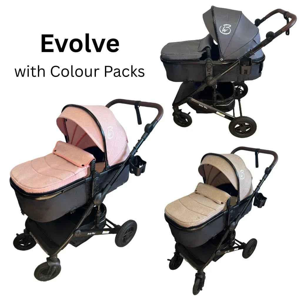 Preorder - Evolve 3 in 1 Stroller + Bassinet + i-Size Capsule Travel System with Sunshade Sets and Mattress + Food Tray