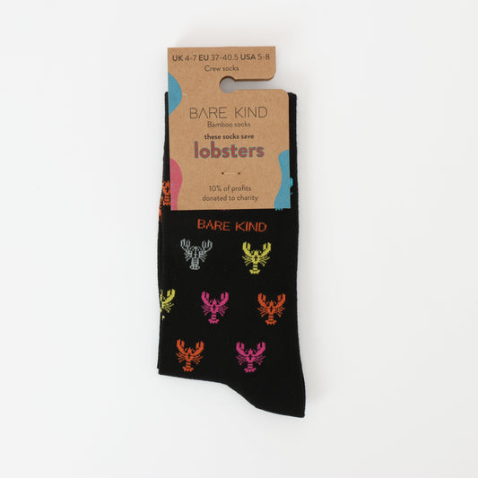 Save the Lobster Small Motif Bamboo Socks Barekind NZ
