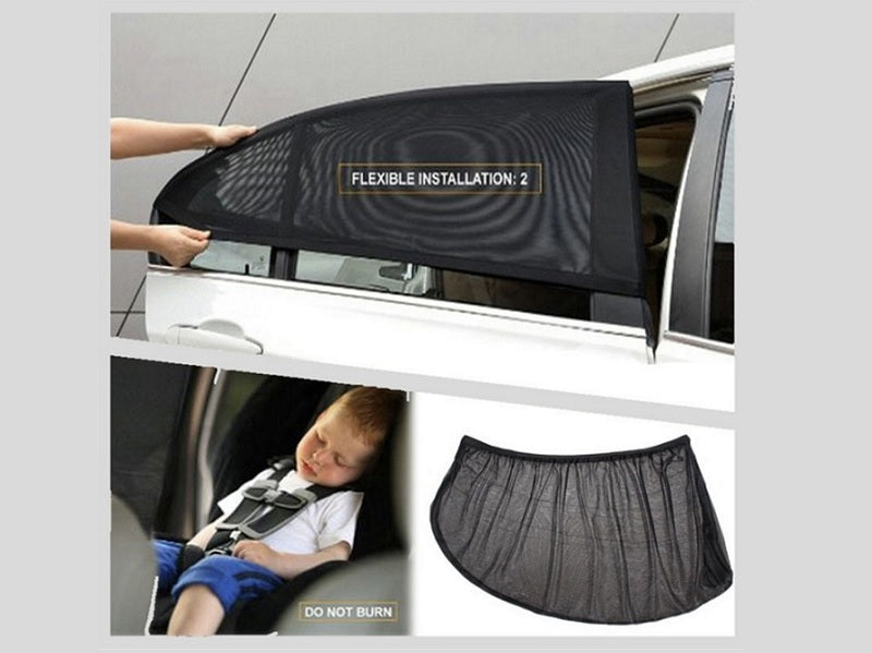 Dealonlinenz Car side rear window sunshade mesh cover shield UV protector on a vehicle window.