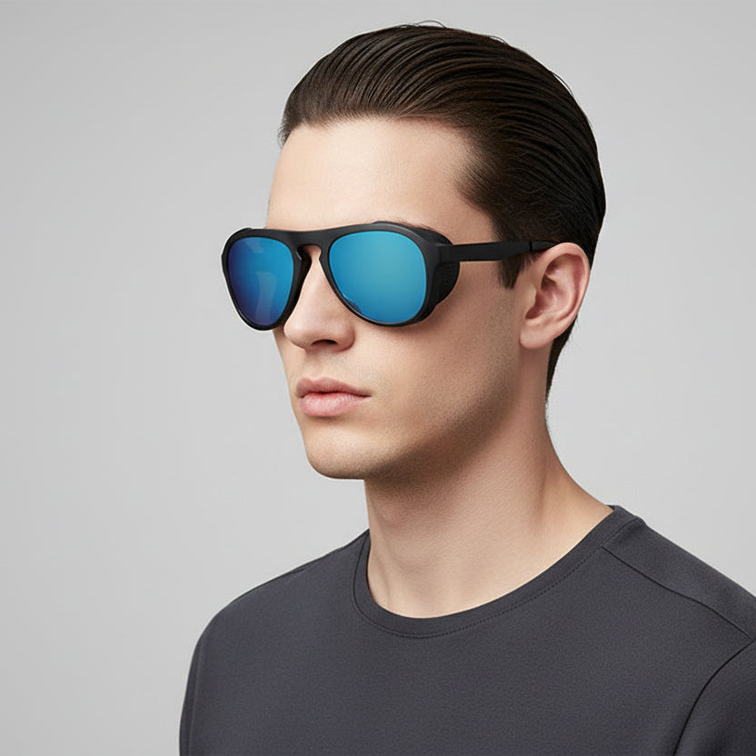 Blue HD polarized sunglasses with anti-blue ray coating and hydrophobic lens, stylish dealonlinenz sunglasses for outdoor use