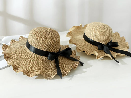 Dark Brown - Women Lady Sun Straw Hat Wide Brim Floppy Derby Summer Beach Cap dealonline.co.nz