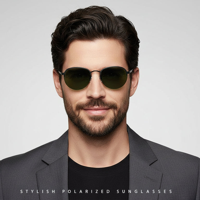 Dealonlinenz polarized sunglasses with black and dark green frames, blue-ray anti-hydrophobic lenses, suitable for outdoor use