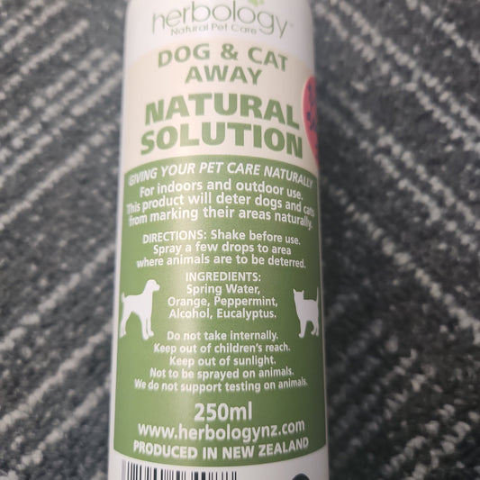 Herbology Dog & Cat Away Natural Solution 250ml Animal Addiction Limited
