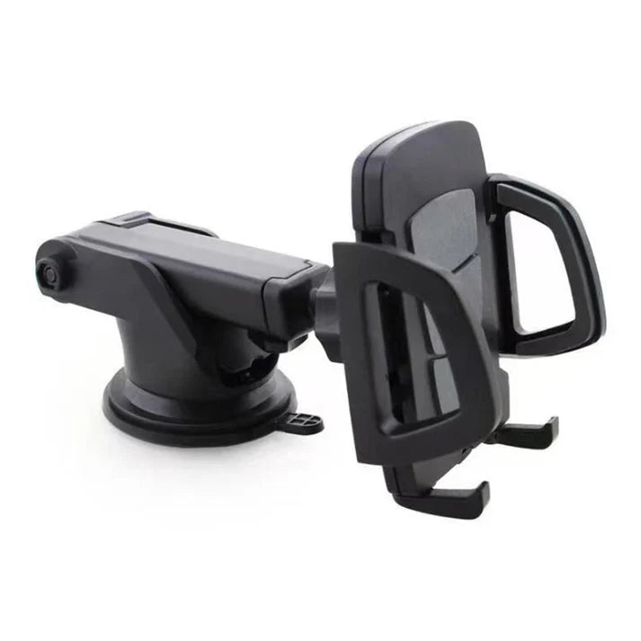 9eight5 long neck car mount phone holder attached to a vehicle air vent, holding a smartphone securely for easy access and visibility.