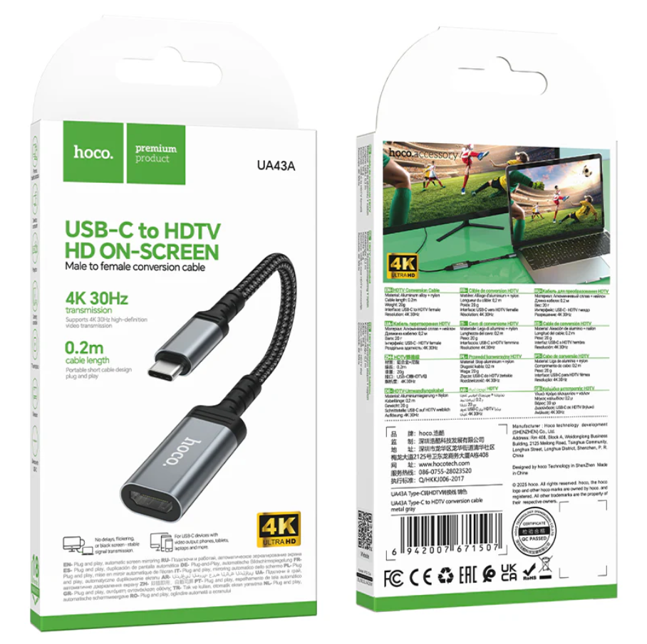 USB C to HDMI Adapter 4K 30Hz UA43A Female HDMI techplus