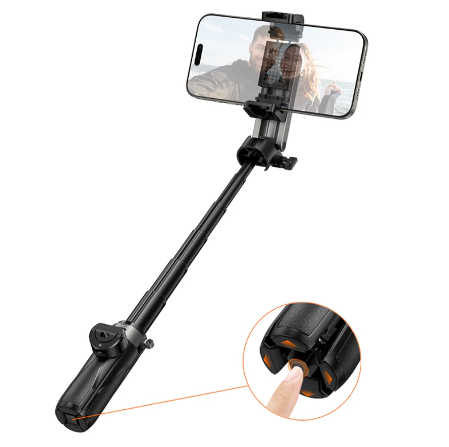Techplus Hoco Mini Bluetooth Selfie Stick Tripod with remote, compact design for easy mobile photos and videos.