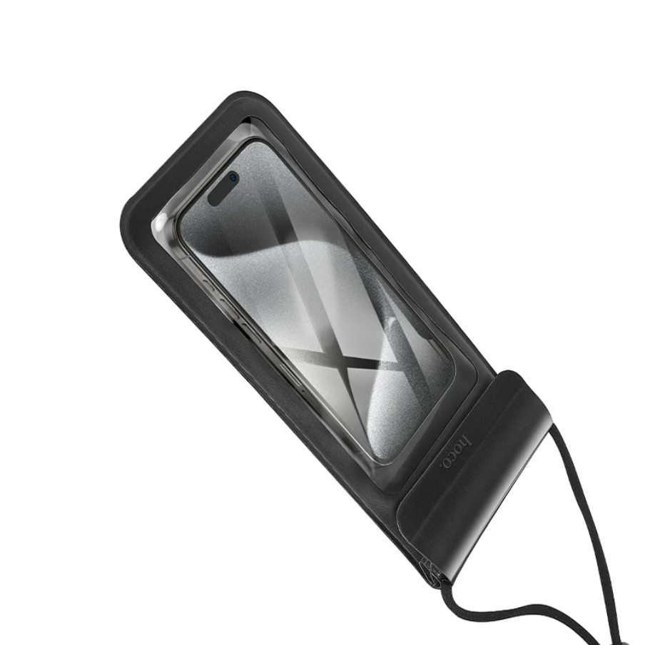 Techplus triple sealed waterproof phone bag with IP68 dry pouch, showing clear transparent design and secure sealing features.