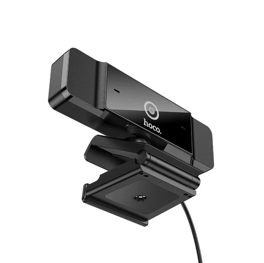 Techplus Hoco HD Computer Camera 1080P webcam showing a sleek black design with lens and built-in microphone for HD video calls