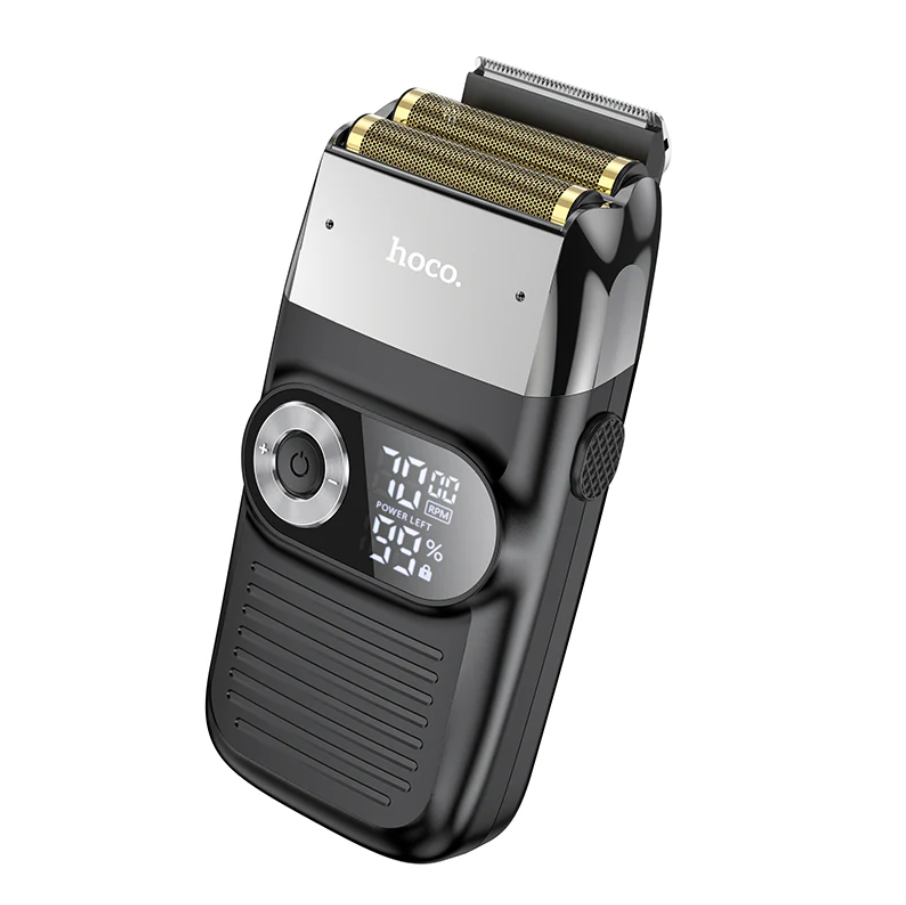 Techplus Hoco electric hair shaver and trimmer with dual mesh display, showing sleek design and professional grooming features.