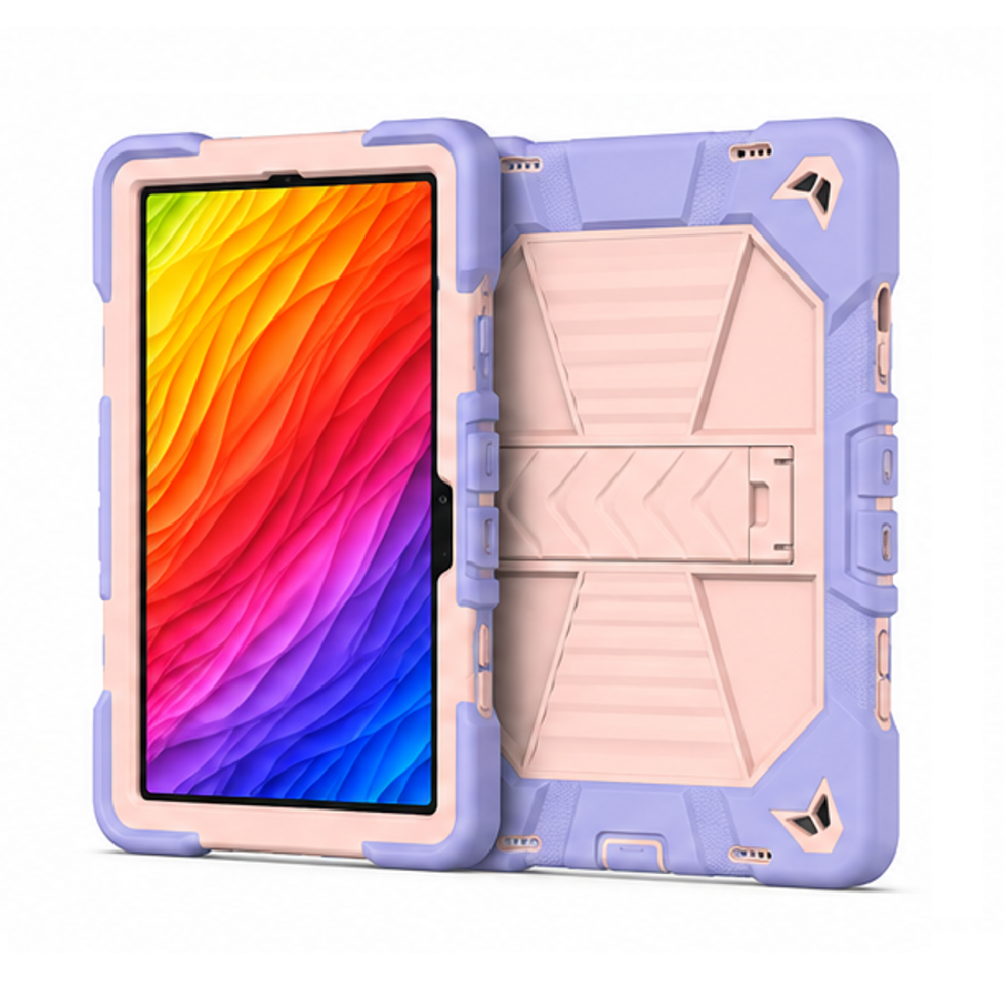 Pink Samsung Galaxy Tab A9 rugged shockproof case with kickstand, protective and durable for tablets.
