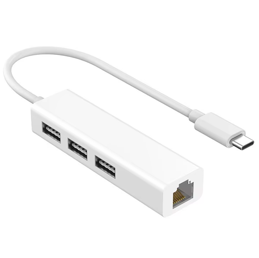 Techplus USB 3.0 Type-C multi-port network card hub with 100Mbps Ethernet extension and multiple connectivity options.