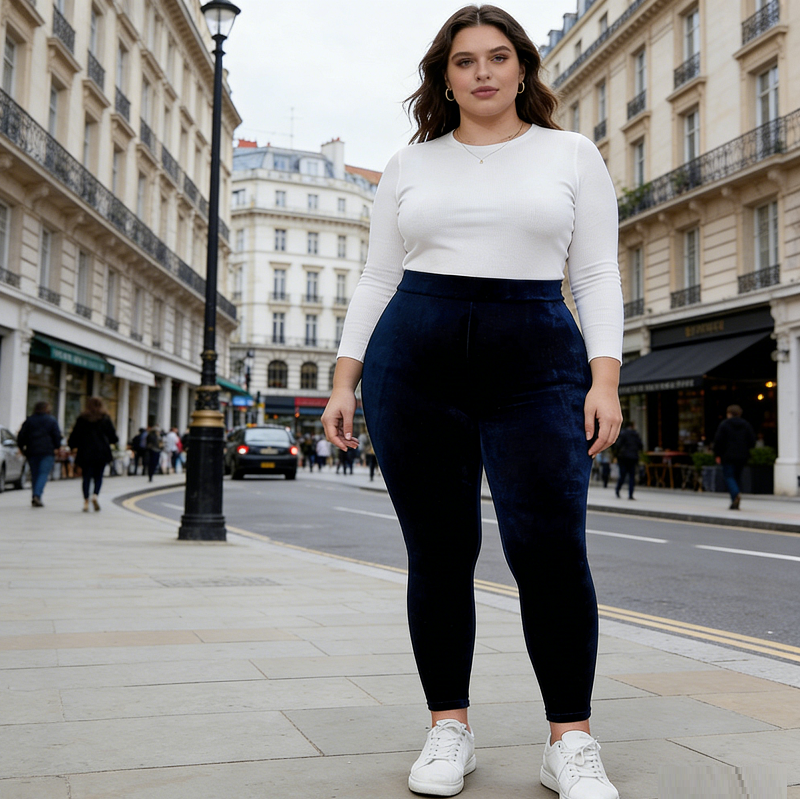 Navy thermal thick warm fleece-lined leggings by dealonline.co.nz, cozy and stretchy for cold weather wear.