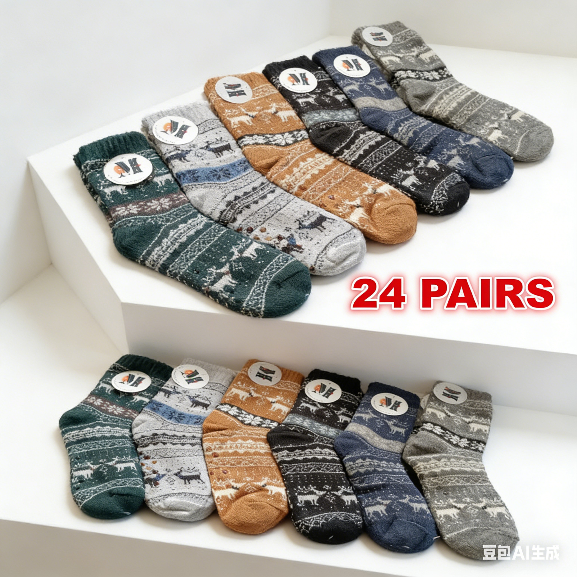 Pair of men's fuzzy winter slippers with grippers from dealonline.co.nz, featuring soft, warm fabric and non-slip soles.