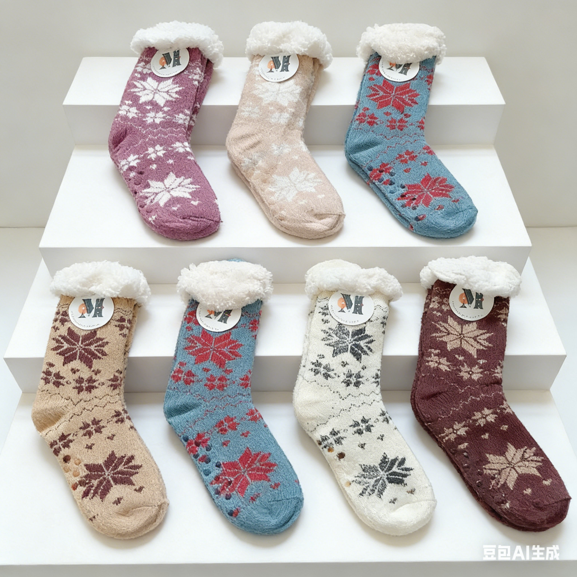 24 pairs of women's fuzzy winter slippers with soft, warm fabric and grippers for non-slip comfort from dealonline.co.nz