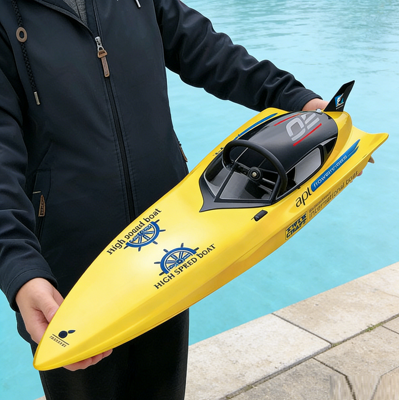Large 74cm high-powered RC racing boat by dealonline.co.nz, sleek design, ready for high-speed water racing.