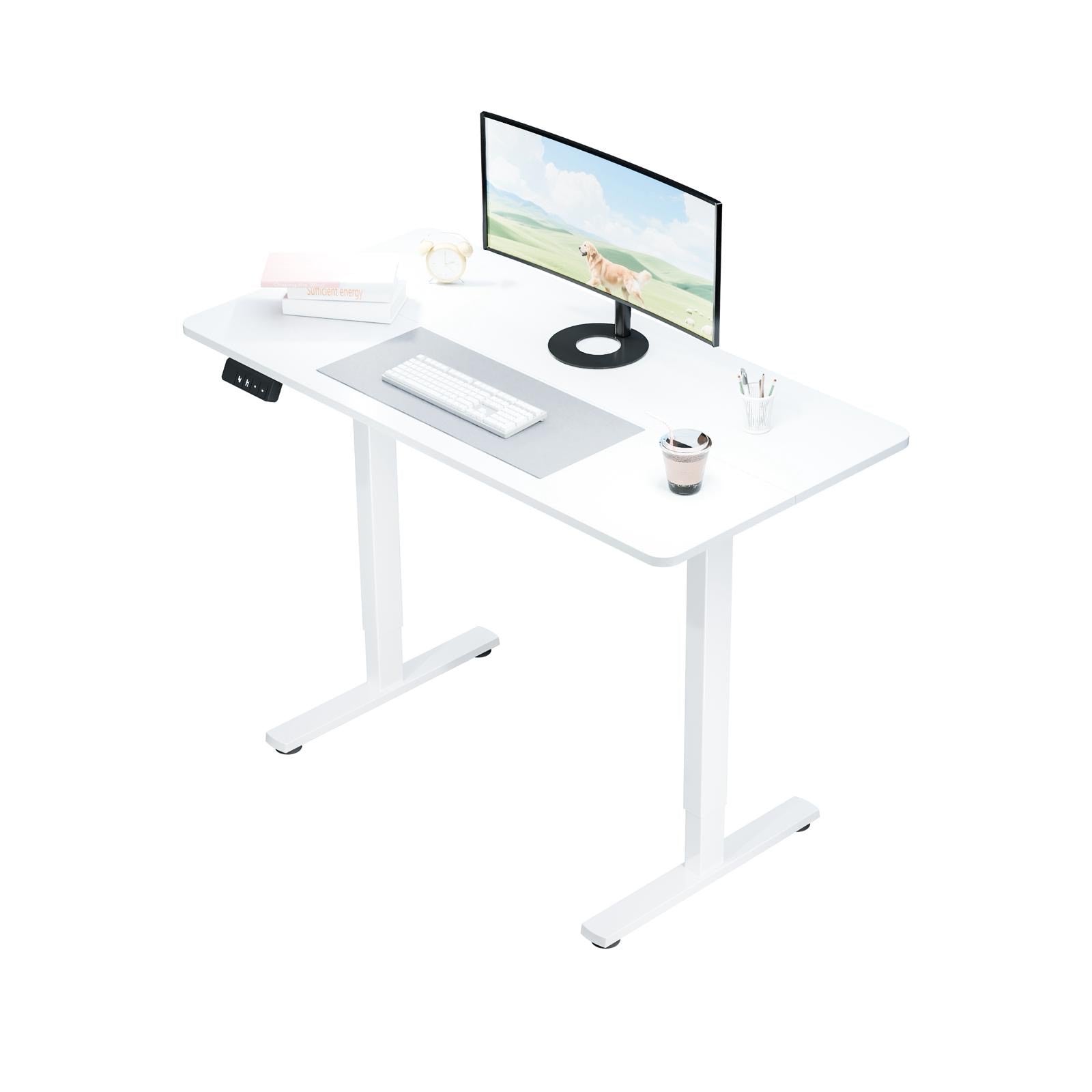 Electra Ergo single motor white sit-stand computer desk with 1.2m surface, featuring clean design and adjustable height.