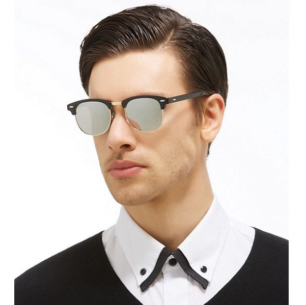 Dealonlinenz silver mirror lens HD polarized sunglasses with anti-blue ray and hydrophobic coating on stylish frame