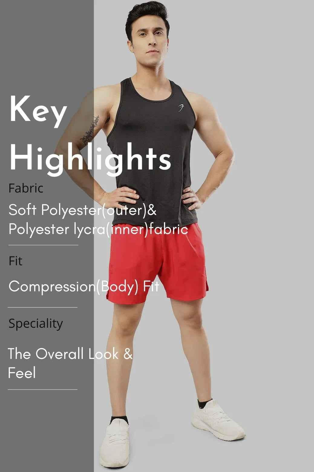 2 in 1 Compression Shorts Red