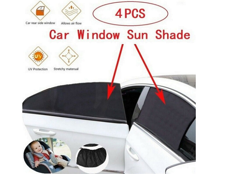 Set of four dealonlinenz mesh sun shade covers for car front and rear side windows, providing UV protection and privacy.