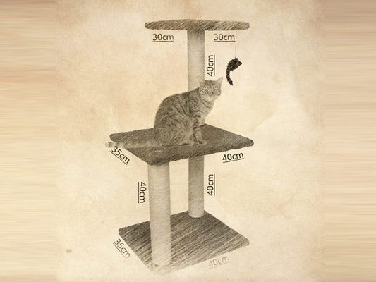 84CM 2 Levels Cat Tree Scratching Post with Mouse Black dealonline.co.nz