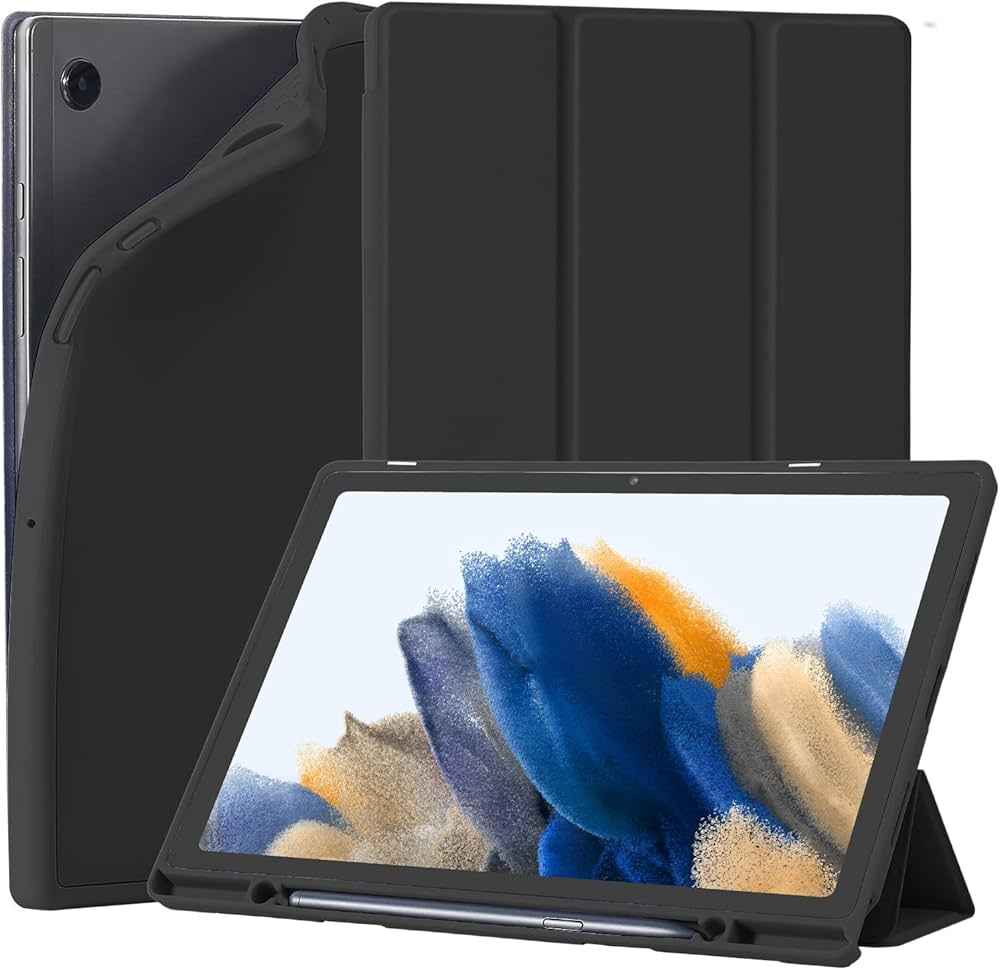 Black silicone cover for Samsung Galaxy Tab A8 10.5” (2021) by 9eight5, designed to protect the tablet with a snug fit.