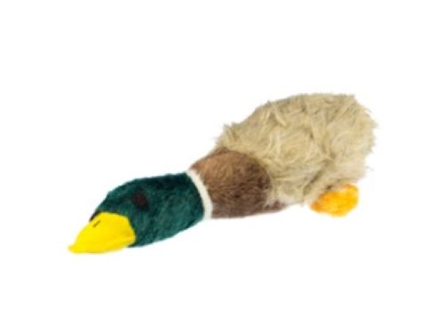 Playtime Quaker Small Mallard dog toy from Animal Addiction Limited, soft plush duck with orange beak and detailed feather design.