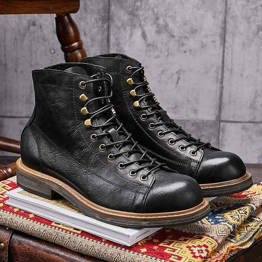 Men's Vintage Leather High Top Martin Boots for Summer