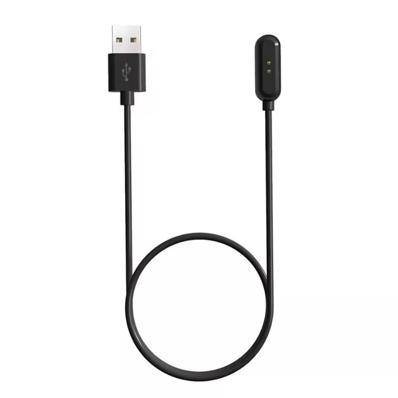 Black USB-A charger for OPPO Watch Free, 1 meter cable, designed for fast and reliable charging of smartwatches.