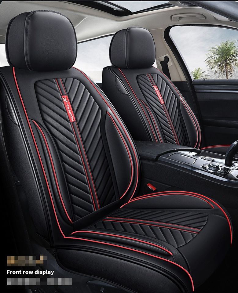 Faux leather car seat cover set for 5-seater vehicles, includes front and rear cushions, premium quality by dealonline.co.nz