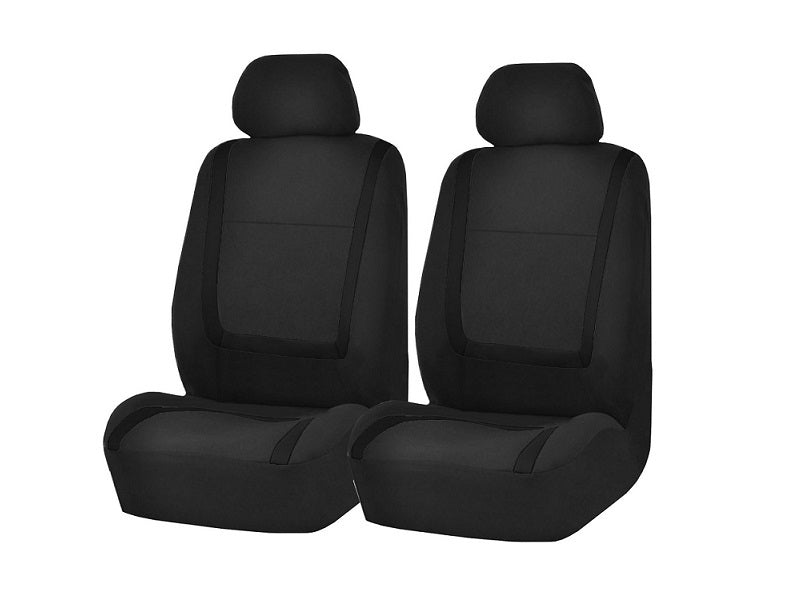 Black polyester auto seat covers for car, truck, SUV, and van from dealonline.nz, universal fit protectors for interior seats.