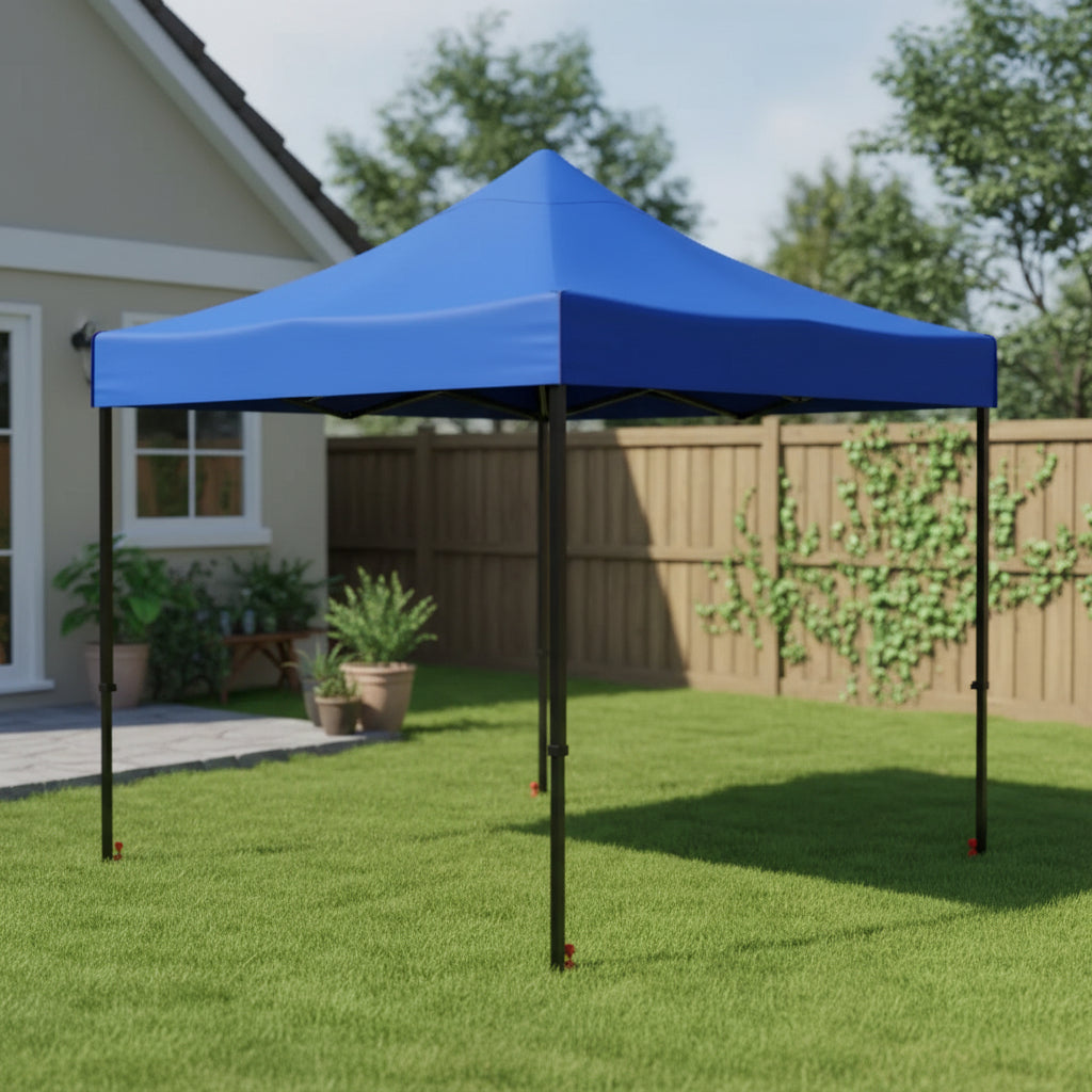 Outdoor 2.5x2.5m waterproof Oxford gazebo tent with hexagonal poles and auto button for easy setup, ideal for outdoor shade.