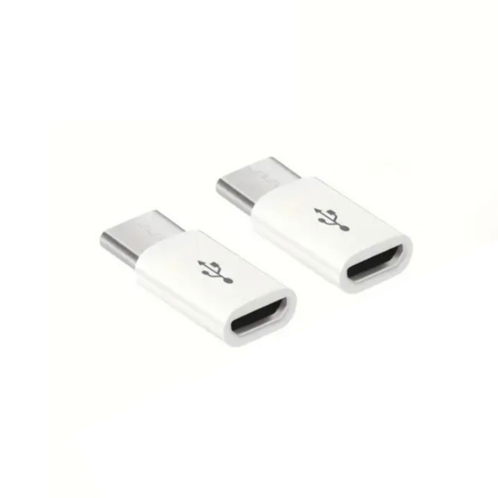 White 9eight5 Micro USB to Type C adapter for electronics, compact and lightweight for connecting USB devices.