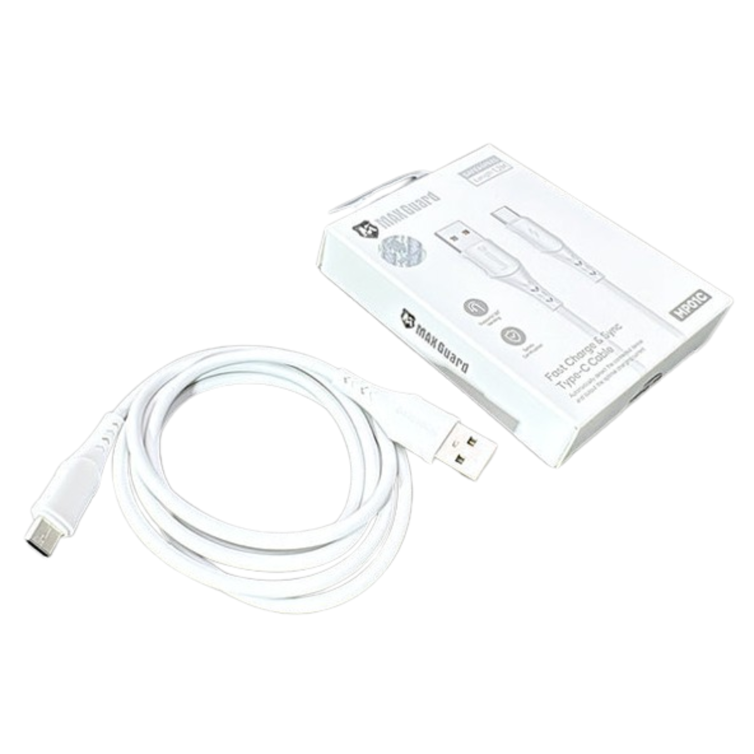 9eight5 Maxguard 1.2m USB-A to USB-C cable accessory, showing the cable with connectors and branding.