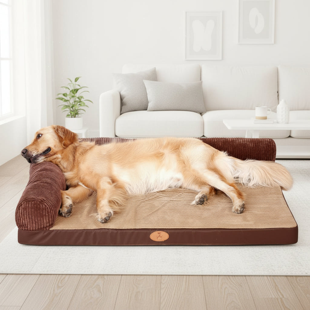 Dealonlinenz pet sofa bed in 100x80cm size with L-shaped cushioned support, cozy and comfortable for small dogs or cats.