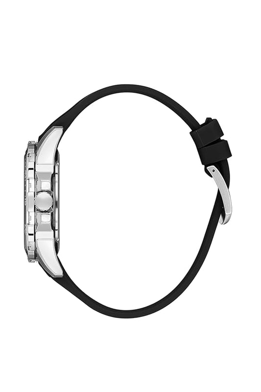 Daniel Klein Premium Day Date Window Black Dial and Silicone Silver Watch - DK.1.13911-1 Kiwi Watches