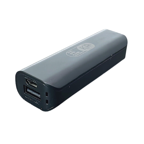 Black Kinglink 2,600 mAh power bank by 9eight5, compact phone and tablet charging accessory with USB port.