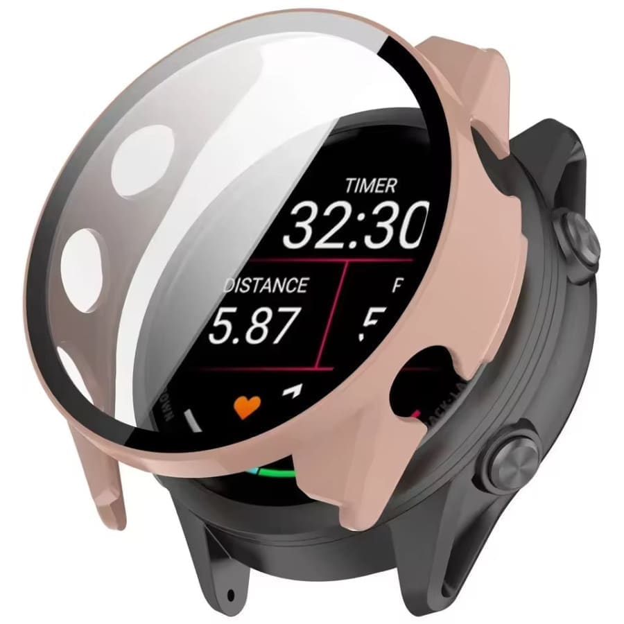 Pink protective watch case for Garmin Forerunner 570 (42mm), designed to shield and personalize your Garmin smartwatch.