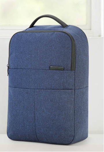 ECOTREK American Tourister GUAM Series backpack with adjustable straps and multiple compartments, black color, front view.