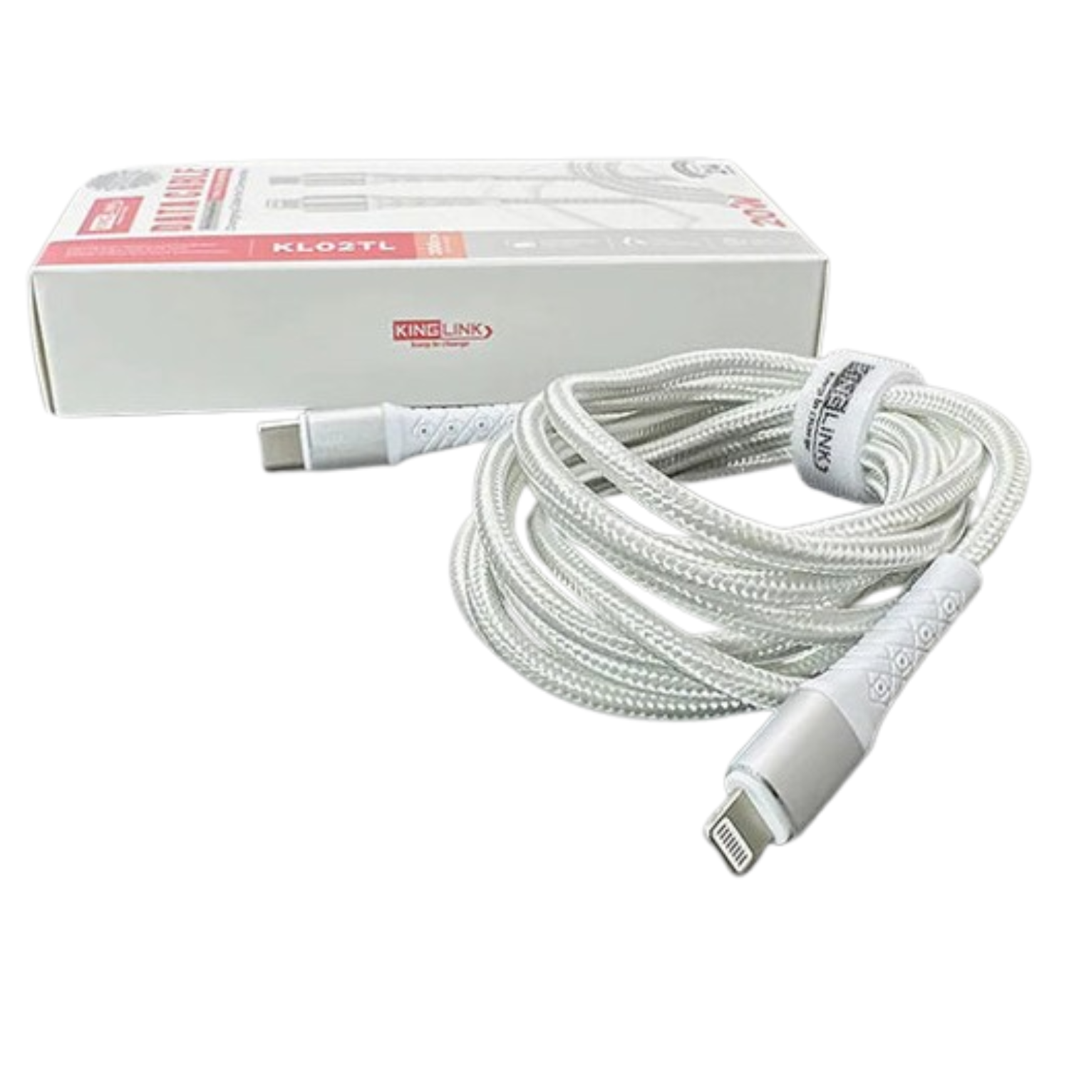 9eight5 Kinglink 2m 20W Type-C to Lightning cable, black accessories cable with USB-C and Lightning connectors.