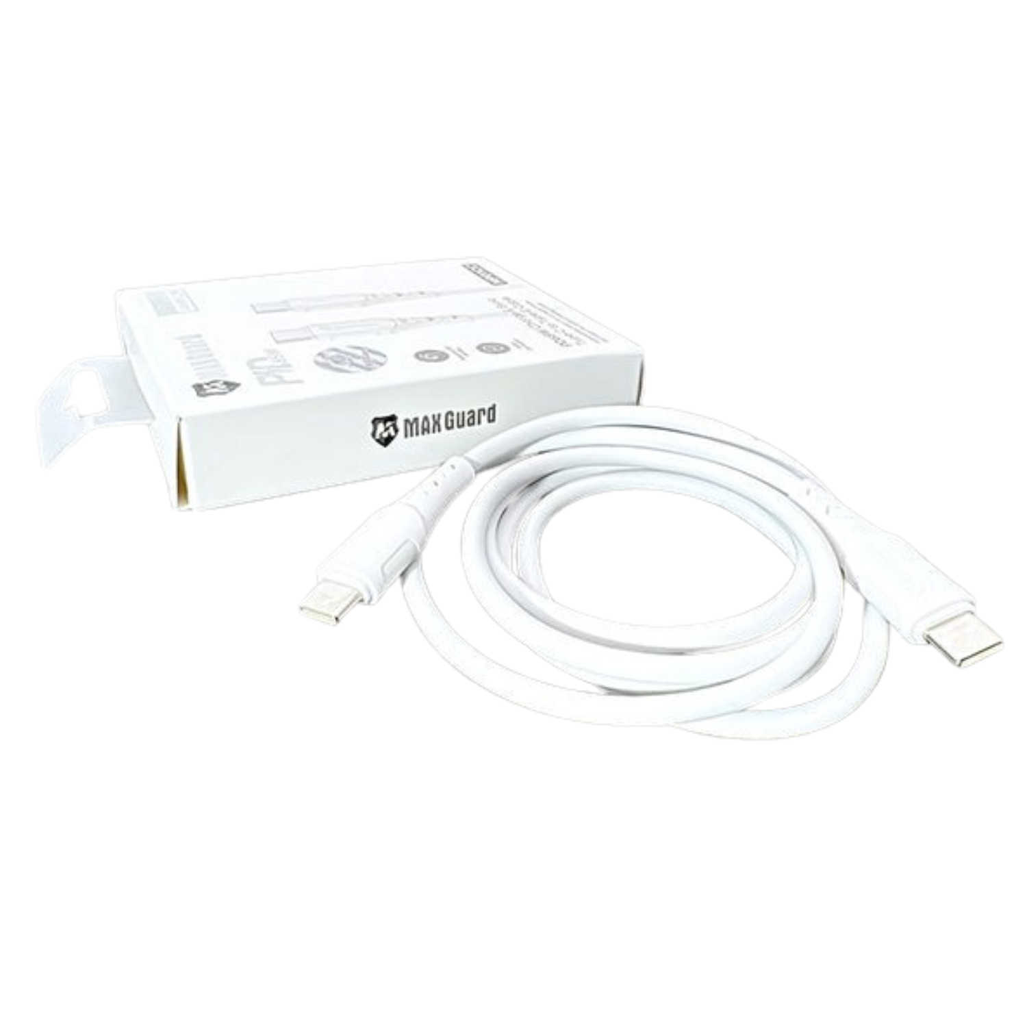 9eight5 Maxguard 1.2m 65W Type-C to C charging cable, black, with braided design and USB-C connectors on both ends.