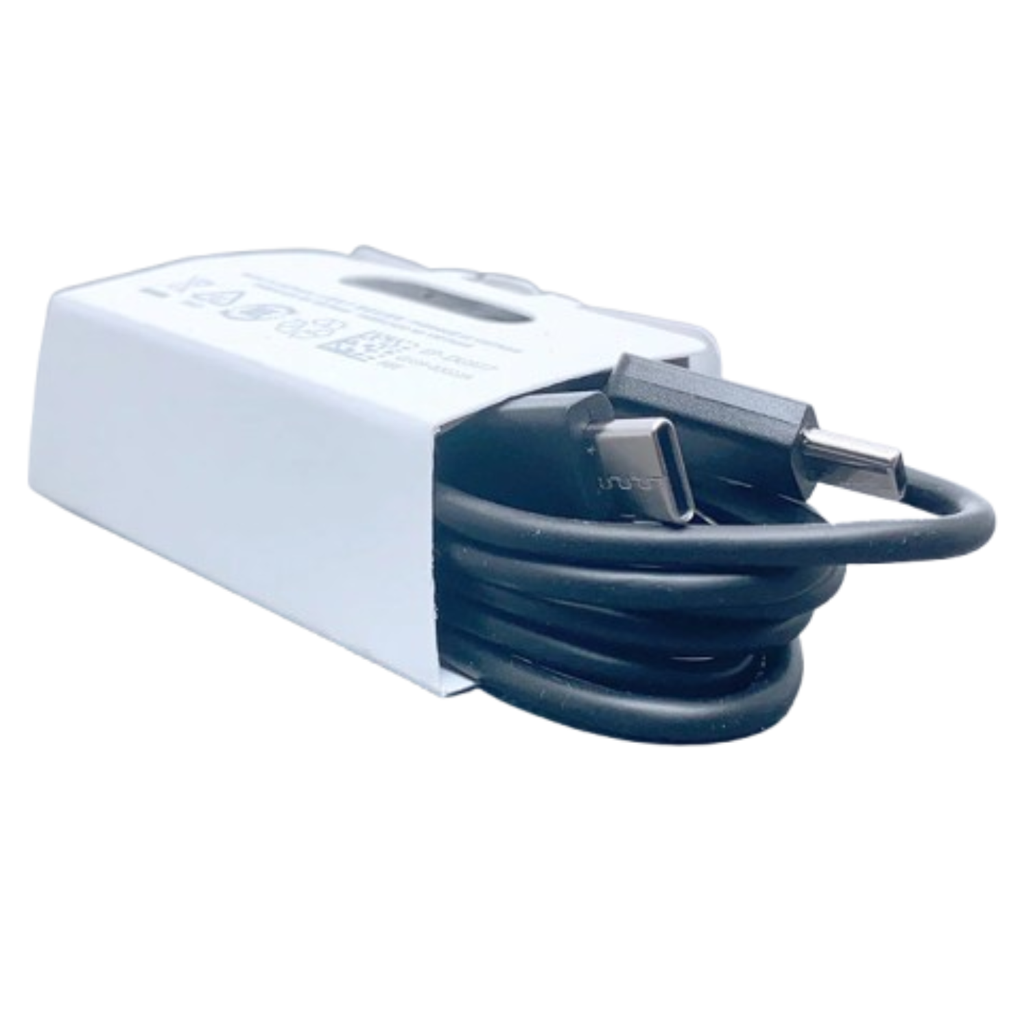 9eight5 Sams Type-C to Type-C 3A cable in white box, durable accessory for fast charging and data transfer.