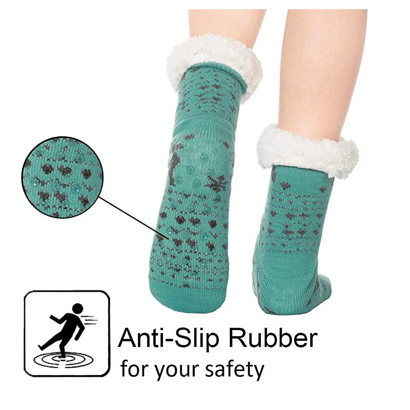 4 Pairs Womens Slipper Fuzzy Socks Winter Super Warm Soft Socks with Grippers dealonline.co.nz
