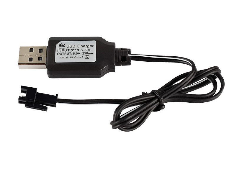 Black 6V USB charging cable for car or boat from dealonlinenz, compatible with various devices, shown coiled and connected to power source