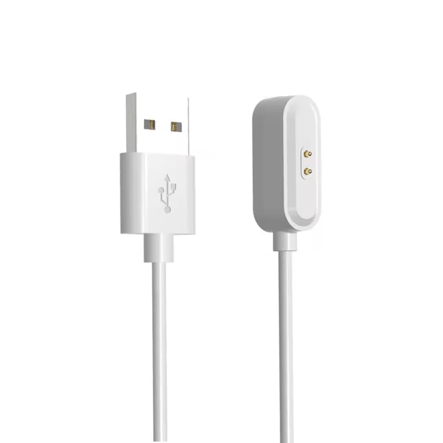 White USB-A charger for OPPO Watch Free from That Watch Shop, with 1-meter cable, designed for easy charging.