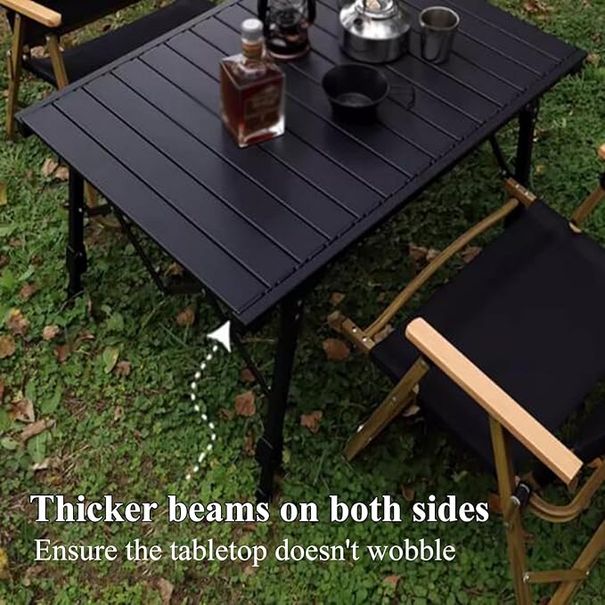 Aluminium Height Adjustable Egg Roll Camping Table – Portable Outdoor Table 89cm ECOTREK