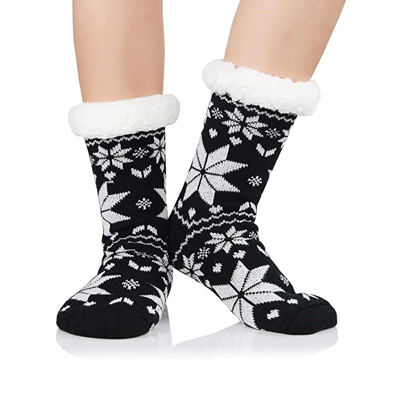 Four pairs of fuzzy women's winter slippers with grippers, soft and warm socks from dealonline.co.nz
