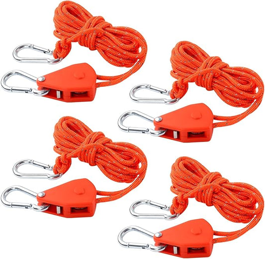 ECOTREK Reflective Ratchet Guy Ropes – Adjustable Tent Tie Down Ropes with Pulley JP5687