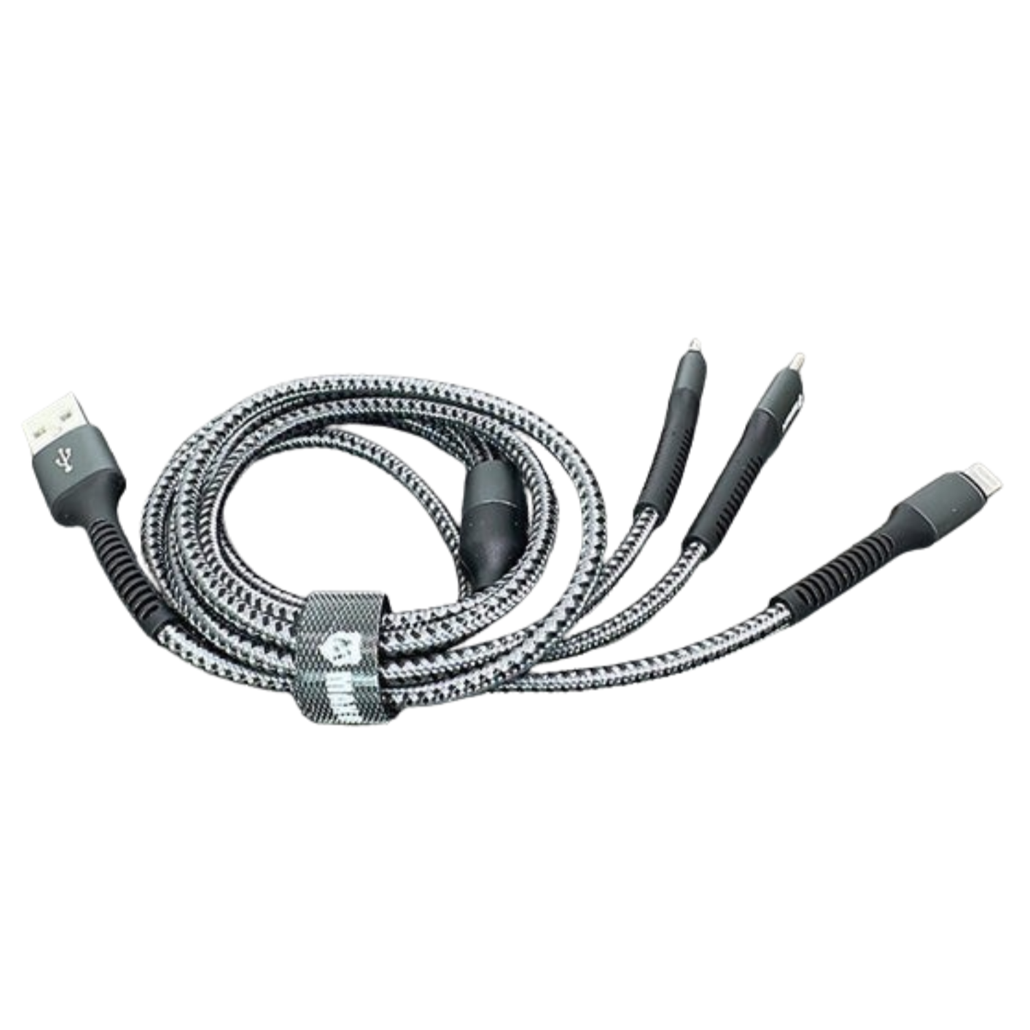 Maxguard 1.2m 3-in-1 charging cable by 9eight5 with multiple connectors for versatile device compatibility.